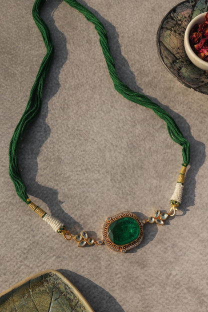 Gold Plated Kundan Polki & Emerald Doublet Stone Choker Necklace