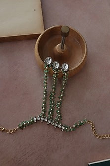 Gold Plated Kundan Polki & Mint Onyx Hathphool