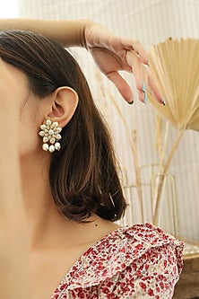 Gold Plated Baroque Pearl Earrings