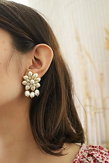 Gold Plated Baroque Pearl Earrings