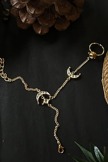 Gold Finish Kundan Polki Haathphool
