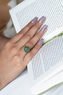 Gold Finish Mint Natural Stone Ring
