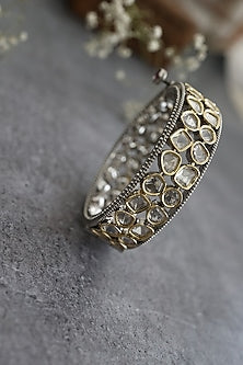 Black Rhodium Finish Kundan Polki Bangle