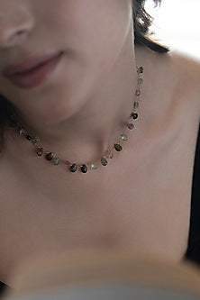 Gold Finish Multi-Colored Semi-Precious Stone Necklace