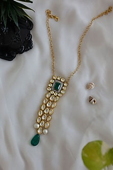 Gold Finish Kundan Polki & Pearl Necklace