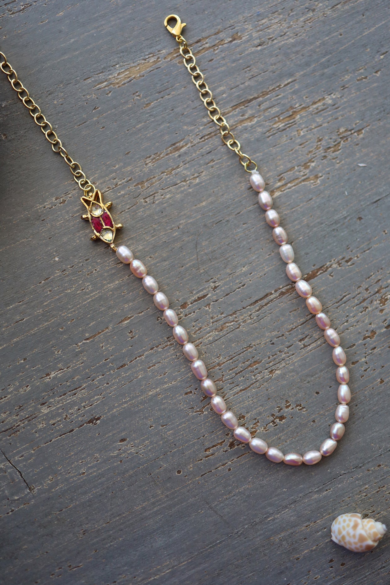 Gold Plated Pearl String Necklace