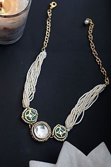 Gold Plated Polki & Freshwater Pearl Necklace