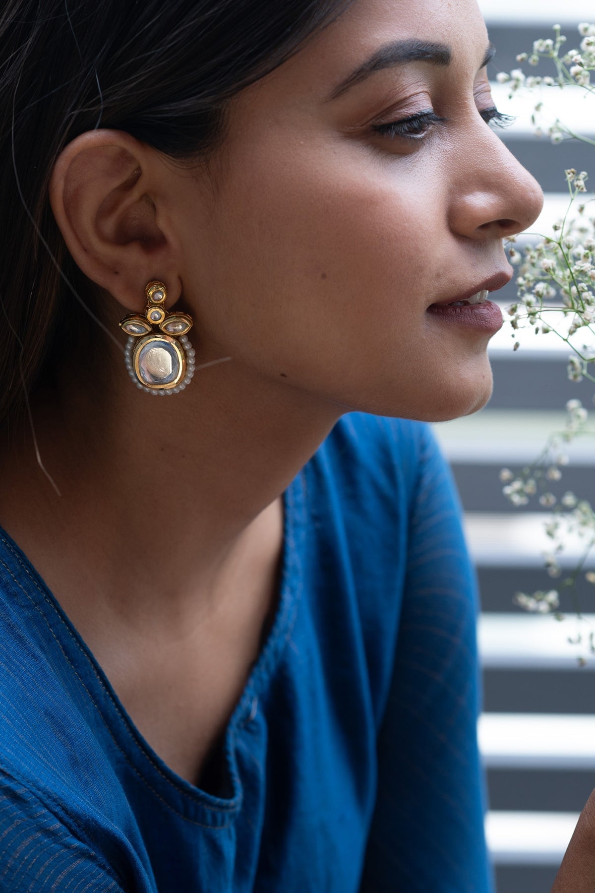 Gold Plated Kundan & Pearl Earrings