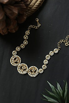 Gold Plated Kundan Polki & Pearl Choker Necklace