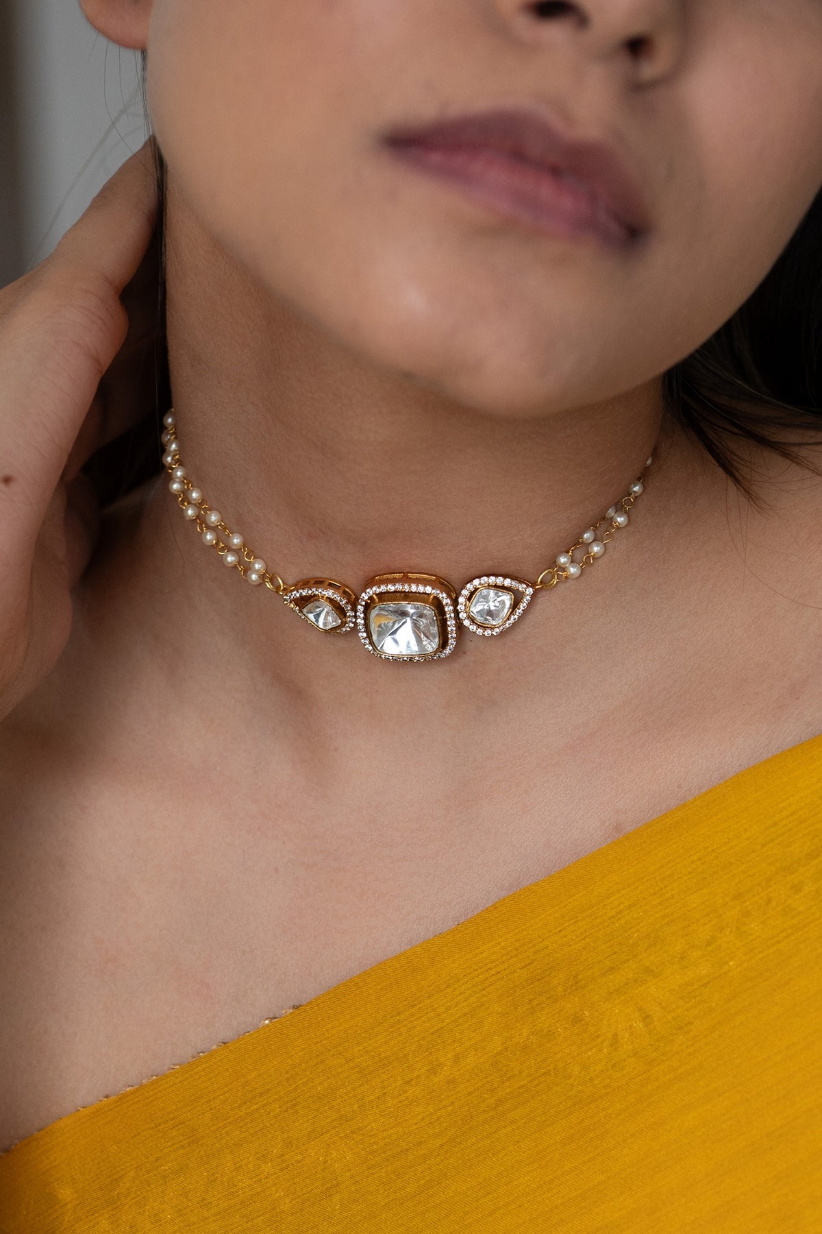Gold Plated Kundan Polki Choker Necklace