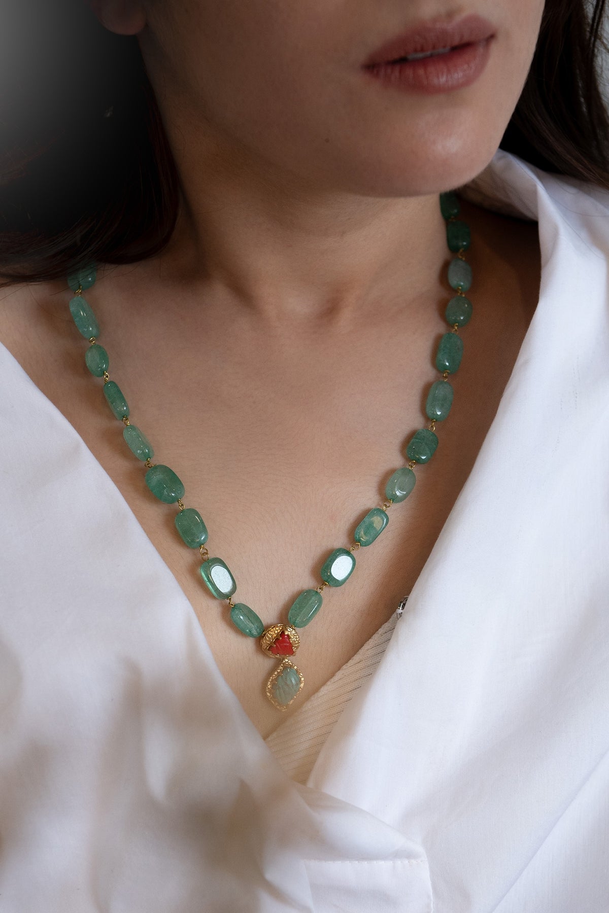 Gold Plated Turquoise Natural Stone Necklace