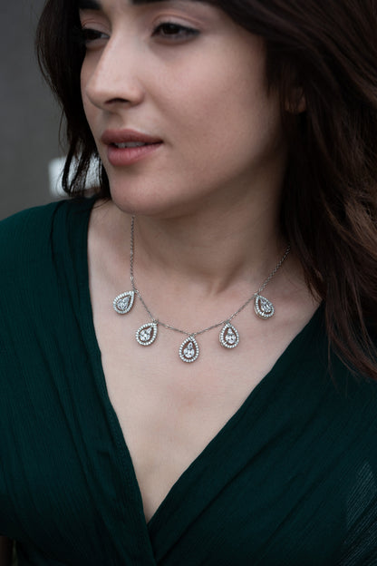 Rhodium Plated Kundan Polki Necklace