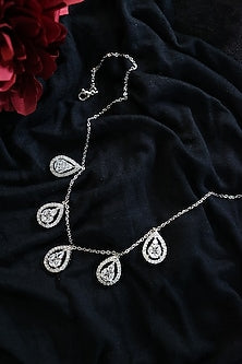 Rhodium Plated Kundan Polki Necklace