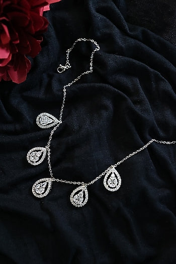Rhodium Plated Kundan Polki Necklace