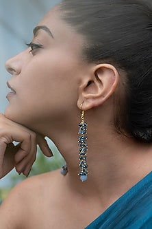 Gold Plated Blue Onyx & Natural Stone Dangler Earrings