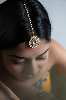 Gold Plated Kundan Polki Maang Tikka