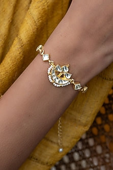 Gold Plated Kundan Polki Bracelet
