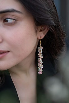 Gold Plated onyx and Agate Stone Dangler Earrings