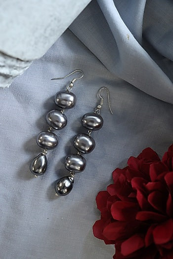Gold Plated Grey Pearl Dangler Earrings