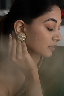 Gold Plated Kundan Stud Earrings