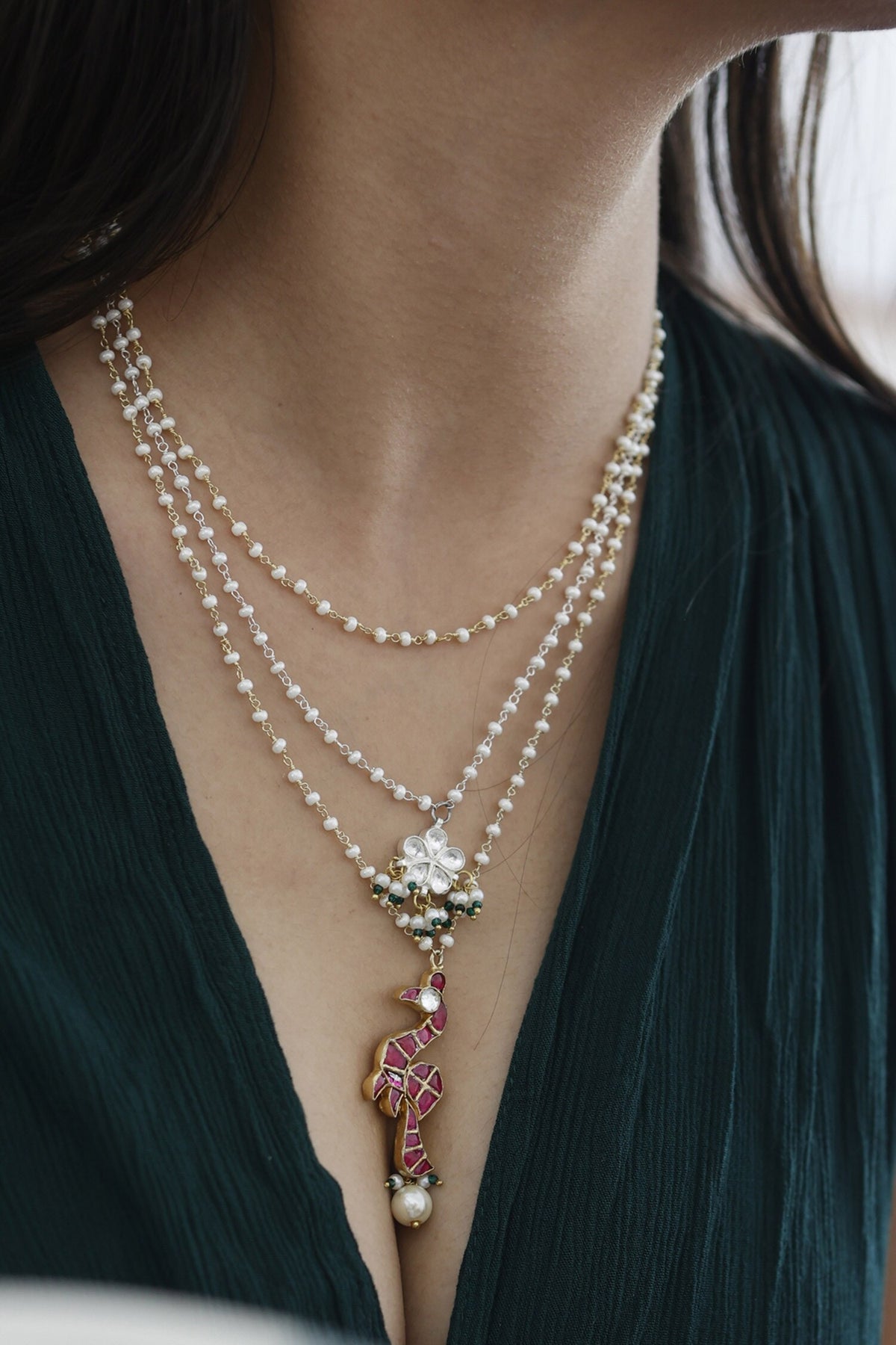Layered Peacock Necklace 