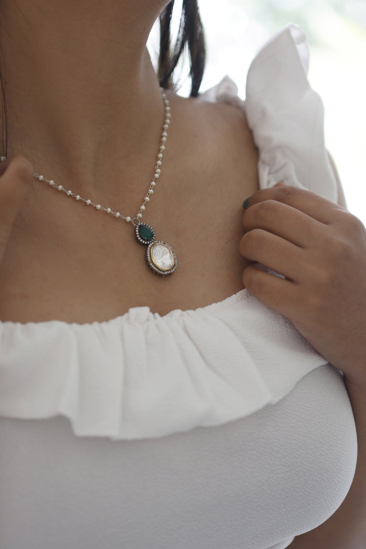 Victorian Polki Pendant Necklace 