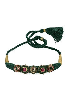 Gold Finish Kundan Polki Choker Necklace In Sterling Silver