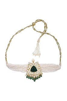 Gold Finish Kundan Polki Choker Necklace In Sterling Silver
