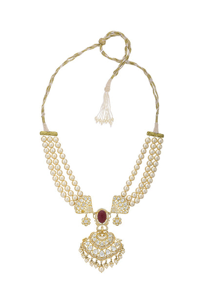 Gold Finish Handcrafted Opera Necklace In Sterling Silver