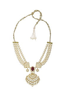 Gold Finish Handcrafted Opera Necklace In Sterling Silver