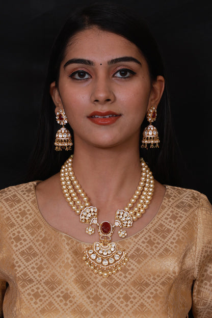 Gold Finish Handcrafted Opera Necklace In Sterling Silver