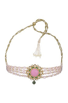 Gold Finish Handcrafted Choker Necklace In Sterling Silver