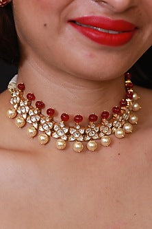 Gold Finish Choker Necklace In Sterling Silver