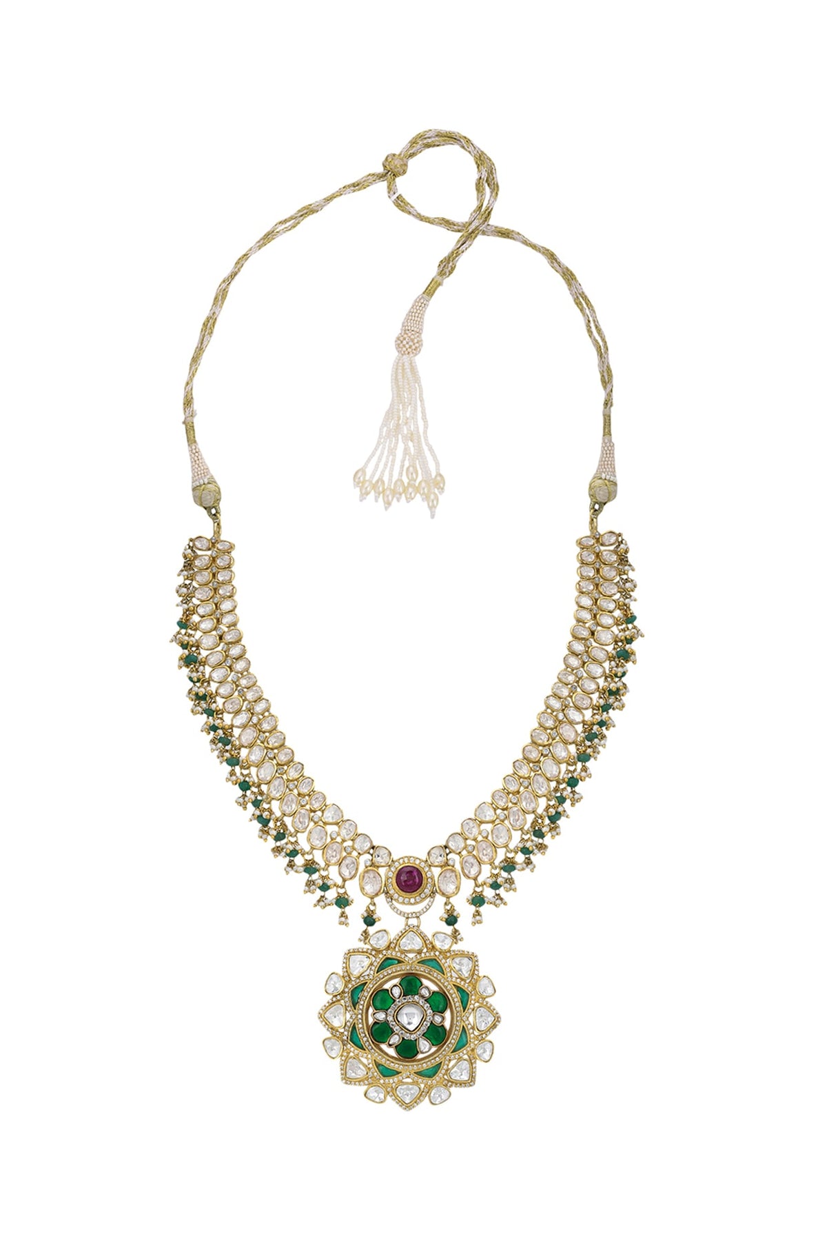 Gold Finish Handcrafted Necklace In Sterling Silver
