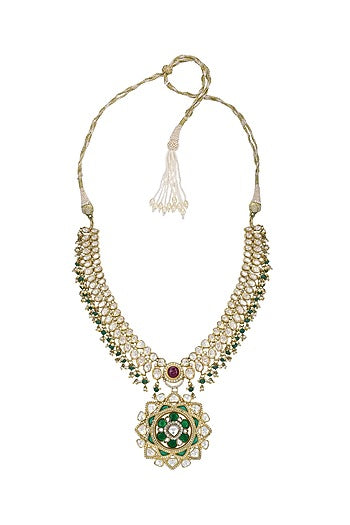 Gold Finish Handcrafted Necklace In Sterling Silver