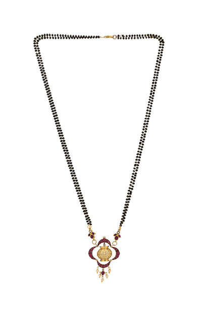 Gold Finish Moissanite Polki Mangalsutra Necklace In Sterling Silver