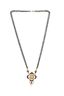 Gold Finish Moissanite Polki Mangalsutra Necklace In Sterling Silver