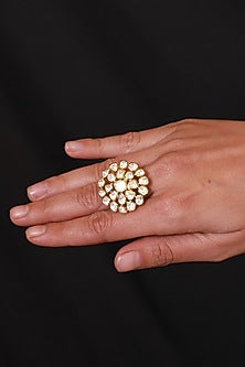 Gold Micro Finish Ring In Sterling Silver