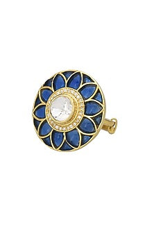 Gold Micro Finish Ring In 92.5 Sterling Silver