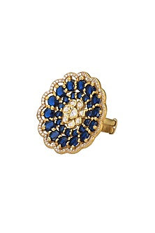 Gold Micro Finish Handcrafted Ring In Sterling Silver