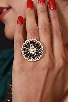Gold Micro Finish Handcrafted Ring In Sterling Silver