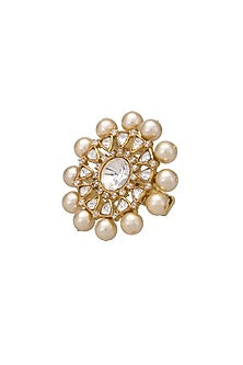 Gold Micro Finish Pearl Ring In Sterling Silver