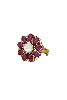 Gold Micro Finish Handcrafted Ring In Sterling Silver