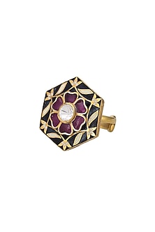 Gold Micro Finish Handcrafted Ring In Sterling Silver