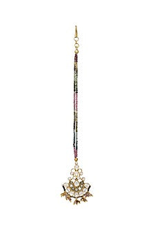 Gold Micro Finish Maang Tikka In Sterling Silver