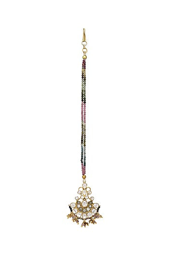 Gold Micro Finish Maang Tikka In Sterling Silver