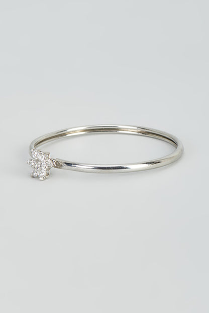White Rhodium Finish Zircon Cuff Bracelet In Sterling Silver