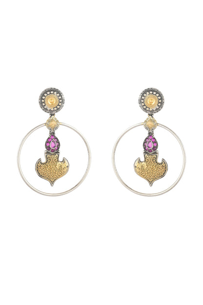 Gold Plated Purple Semi-precious Stone Dangler Earrings In Sterling Silver