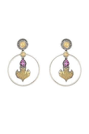 Gold Plated Purple Semi-precious Stone Dangler Earrings In Sterling Silver