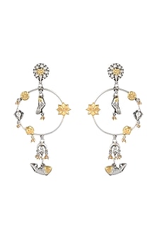 Gold Plated Pearl Dangler Earrings In Sterling Silver